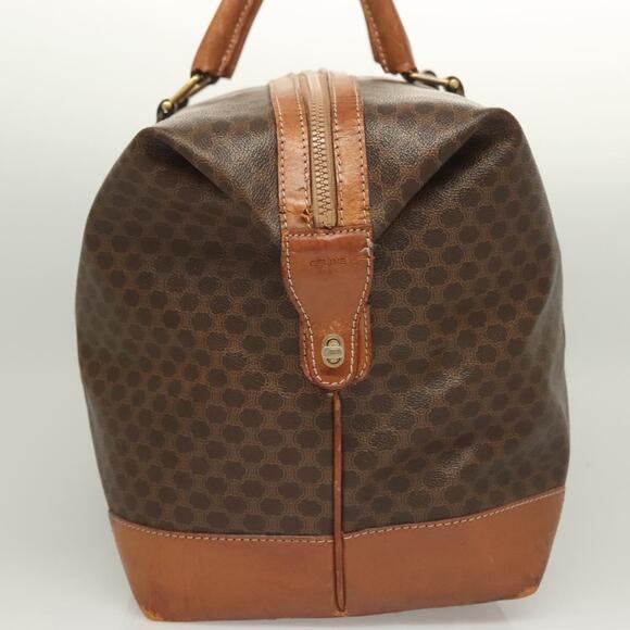 CELINE Macadam Canvas Boston Bag Pvc Leather Brown Gold - Picture 4 of 12